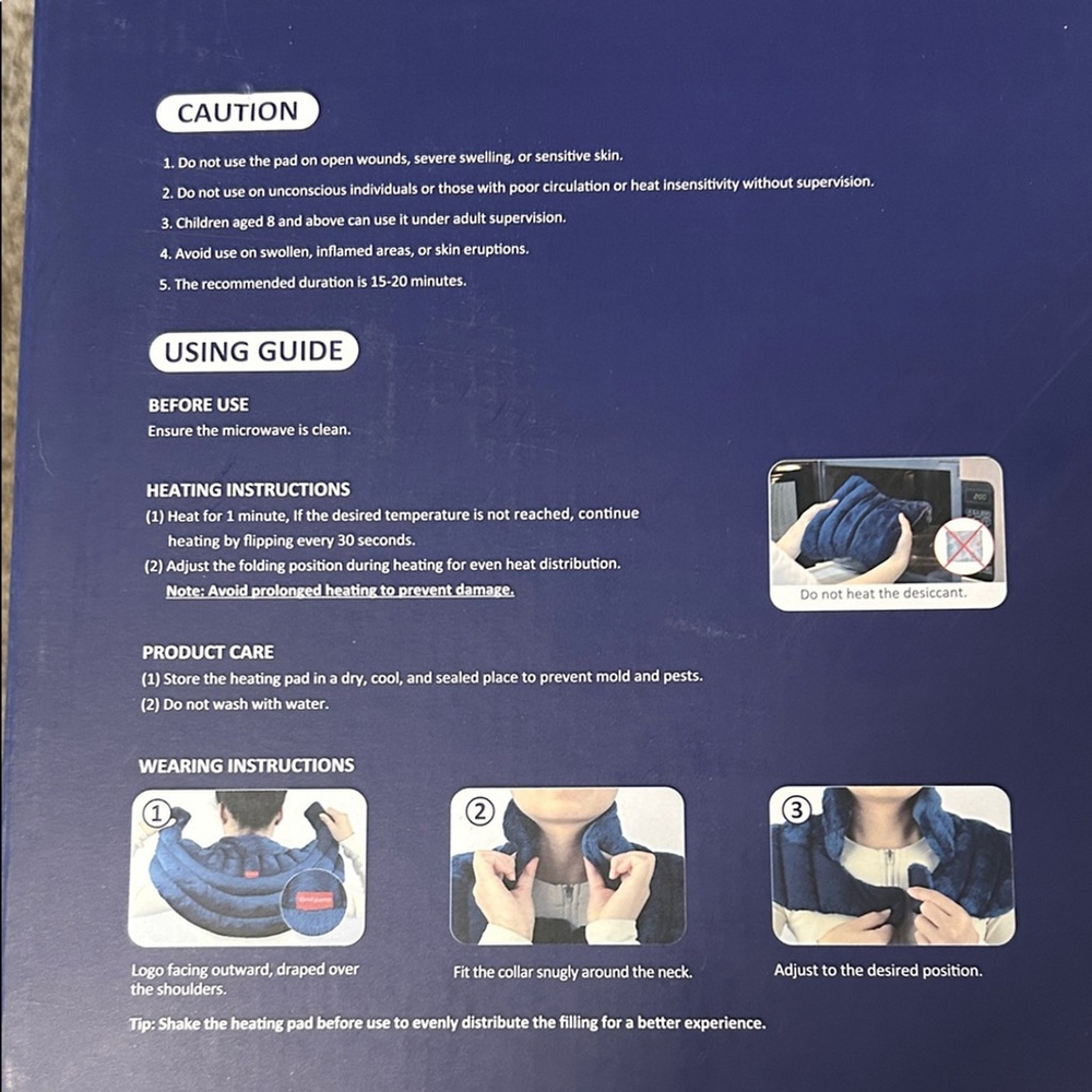 Navy Microwavable Neck & Shoulder Heating Pad - Picture 4 of 5
